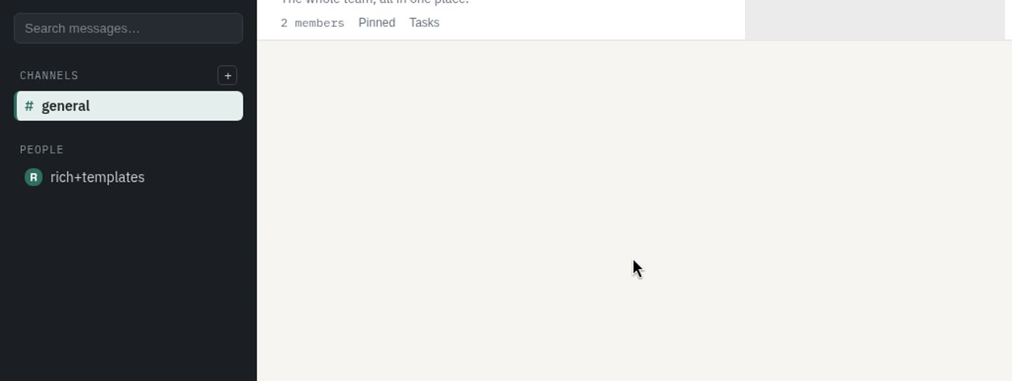 Team chat built on Croft. Internal chat with channels, DMs, threads, reactions, pins, file uploads, tasks, and search.